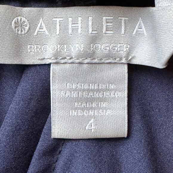 Athleta Brooklyn Joggers Size 4 Blue Black Snakeskin Athletic Pants Lightweight - Picture 2 of 12